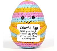 FAMINESS Crochet Positive Egg Easter Gifts Easter Basket Stuffers Essentials Fillers Decorations Home Decor Emotional Support Nuggets Stuff Funny Cute Ideas for Girls Women Friends