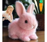FAMINESS Easter Hopping Rabbit Interactive Pet Plush Bunny Toy with Sounds and Movements Soft Decorative Plush Ideal Easter Gift for Boys Girls Pink