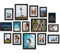 FamiPrts 15 Pack Picture Frames Collage Wall Decor for Mounting or Tabletop Display, Photo Frames Gallery Set for Family, Multi Sizes Including 3pcs A4, 6pcs 5x7, 6pcs 4x6, Black