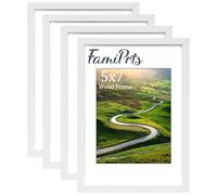 FamiPrts 4Pack 5x7 Picture Frame, Wooden 5x7 Frames, Versatile White Frame, Dual Orientation (Landscape/Portrait), Includes Wall Hooks - Wall Mount and Desktop for Home, Office, Gallery