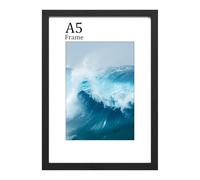 FamiPrts A5 Frame, Wooden A5 Picture Frames, Versatile Black Frame, Dual Orientation (Landscape/Portrait), Includes Wall Hooks - Wall Mount for Home, Office, Gallery