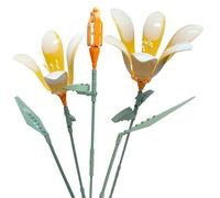 Famiredo Lily Flower Building Kit for Adults, Flower Bouquet Building Block Set, Artificial Flowers Mini Building Bricks for Gifts/Home Decor, Botanical Collection (Orange)