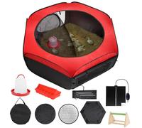 FAMIROSA Brooder Box for Chicks Starter Kit, Pop up Chicken Brooders, Brooding Heating Pad with Temperature Control, Breathable Chick Tent Feeder Waterer Thermometer Perch for Duck Quail brooder