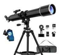 FAMIROSA Telescope for Adults Astronomy, 90mm Aperture 900mm Professional Refractor Telescopes for Kids & Beginners, Magnification 36X-270X, with Phone Adapter, Tripod and Carry Bag (Black)