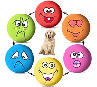 FAMKIT 6Pcs/ Set Smile Face Dog Squeaky Toys Soft Latex Squeak Balls, Dog Chewing Squeaky Ball Toys Non- Toxic Chew Toy with Squeaker Soft Rubber Interactive Fetch