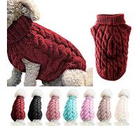 FAMKIT Pet Dog Turtleneck Knitting Sweater Coat, Pet Dog Clothes Warm Pullover Knitwear(Only Suitable for Small or Medium-Sized Dogs//Large Dogs Don't Buy!!!)