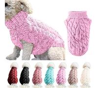 FAMKIT Pet Dog Turtleneck Knitting Sweater Coat, Pet Dog Clothes Warm Pullover Knitwear(Only Suitable for Small or Medium-Sized Dogs//Large Dogs Don't Buy!!!)