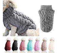 FAMKIT Pet Dog Turtleneck Knitting Sweater Coat, Pet Dog Clothes Warm Pullover Knitwear Outwear (Only Suitable for Small or Medium-Sized Dogs//Large Dogs Don't Buy!!!) Gray,XL