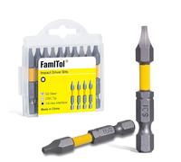 FamlTol 10 Pcs SQ1 Square Head Screwdriver Bits 50 mm Square Drill Bit 1/4" Hex Shank High-Torque Magnetic S2 Steel Impact Bits for Home Repair Electrical Work and Equipment Installation