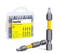 FamlTol 10 Pcs SQ2 Square Head Screwdriver Bits 50 mm Square Drill Bit 1/4" Hex Shank High-Torque Magnetic S2 Steel Impact Bits for Home Repair Electrical Work and Equipment Installation