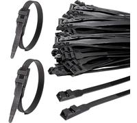 FamlTol Black Cable Ties 360 x 9mm Heavy Duty Zip Tie 90kg Load Capacity 100 PCS UV Resistant Wraps Double Locking Heads Plastic Ties for Cable Management Industrial and Gardening