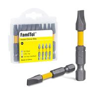 FamlTol SL8 Slotted Screwdriver Bits 50mm Slotted SL8 Bit 10 Pcs Magnetic S2 Steel Bits 1/4" Hex Shank for Home Repair Electrical Installation and Enclosure Fastening