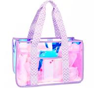 Fammart Unisex Womens Iridescent Clear Beach Bag Fashion | Waterproof Sandproof, Zipper Closure, 5 Pockets Beach Tote for Swim Boat Summer Beach Waterpark Travel Cruise Essentials 2026