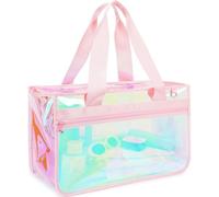 Fammart Unisex Womens Iridescent Clear Beach Bag Fashion | Waterproof Sandproof, Zipper Closure, 5 Pockets Beach Tote for Swim Boat Summer Beach Waterpark Travel Cruise Essentials 2026