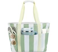 Fammart Waterproof Beach Bag for Women with Wet Pocket, Beach Tote Compatible with Stanley Cup for Pool Travel Cruise, Soft Grip - Light Green, L, Stylish