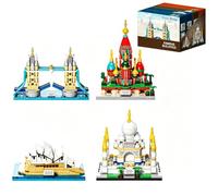 Famous Architecture Building Set, 4 in1 World Landmark Building Kit | Architecture Building Kit for Adults with Tower Bridge, Sydney Opera House, Saint Basil's Cathedral and Taj Mahal, 862 PCS