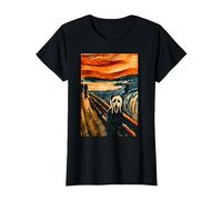 Famous Art by Munch Artist Painting T-Shirt, Women, Black, Medium