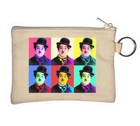 Famous British Actor Pop Art Colorful Comedy Silent Movie Movies Key Chain Coin Purse Beige