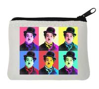 Famous British Actor Pop Art Colorful Comedy Silent Movie Movies Neoprene Coin Purse Pouch 10x11cm White
