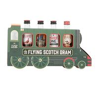 Famous Grouse Flying Scotch Dram Train Gift Set - 4 x 5cl Miniature Whiskies - Premium Novelty Gift by Blue Tree Gifts