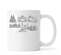 Famous Historic German Landmarks Sketches Ceramic Tea Coffee Mug White