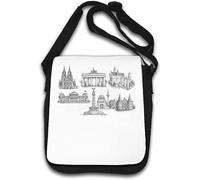 Famous Historic German Landmarks Sketches Shoulder Bag White