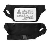 Famous Historic German Landmarks Sketches Unisex Waist Bag Black