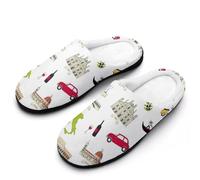 Famous Italian Landmarks Men's House Slippers Indoor Outdoor Slip On Shoes with Rubber Sole 7-8(40-41)