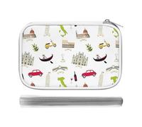Famous Italian Landmarks Pencil Case Holder Pouch Stationery Pen Bag PU Leather Organizer