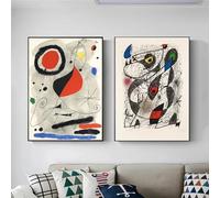 Famous Joan Miro Surrealism Artwork Posters Abstract Canvas Prints Painting Retro Wall Art Modern Room Home Decoration 60x85cm-2Pcs Frameless
