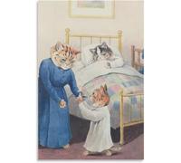 Famous Louis Wain Bedtime Poster Louis Wain Canvas Wall Art Louis Wain Animal Prints and Painting for Home Wall Picture Decor 50x75cm No Frame