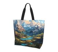 Famous Mountains Print Large Women Tote Bag,Stylish Waterproof Ladies Shoulder Bag, Folding Beach Travel Bag for Work,Shopping