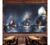 Famous Navy Ships The USS Tang Tapestry Wall Art Flag World War II Military Historical Posters and Prints Banner Wall Chart Canvas Painting Room, Office, Home Decoration,38X57 inches