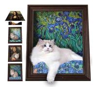 Famous Oil Painting Frame Cardboard Cat House, Cat Living in Famous Painting, Oil Painting Cat Bed, Art 4D Oil Painting Frame Nest for Artist Kitten (D)