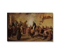Famous Oil Paintings, (The Poor People's Soup) by Albrecht Anker, Reproduction Print on Canvas, Scenery Artwork for Living Room Decor. 70x112cm-27.6x44.0in Only Canvas