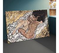 Famous Painting Art the Embrace - the Loving by Egon Schiele Posters Prints on Canvas Wall Art Pictures for Office Decor Framed Artwork 50x90cm Innerframe