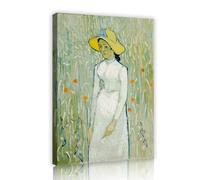 Famous Painting Girl in the Wheat Field Canvas Wall Picture Prints Elegant Woman Green Botanical Canvas Poster Artwork for Home Cafe 30x45cm Innerframe