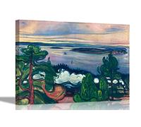Famous Painting Train Smoke By Edvard Munch Canvas Prints Framed Wall Art Home Wall Decor STretched Ready to Hang Large 86 x 61cm (34 x 24 inches) A1
