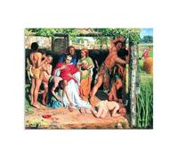 Famous Painting William Holman Hunt Poster Wall Art A Converted British Family Sheltering Print on Canvas Gift Living Room Prints Bedroom Decor Artworks80x60cm(32x24in) Frameless