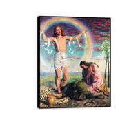 Famous Painting William Holman Hunt Poster Wall Art Christ and the two Marys Print on Canvas Gift Living Room Prints Bedroom Decor Artworks50x40cm(20x16in) Black Framed