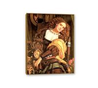 Famous Painting William Holman Hunt Poster Wall Art Il Dolce Far Niente Print on Canvas Gift Living Room Prints Bedroom Decor Artworks65x50cm(26x19in) Teak frame
