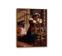 Famous Painting William Holman Hunt Poster Wall Art Past and Present Print on Canvas Gift Living Room Prints Bedroom Decor Artworks40x30cm(16x12in) Teak frame