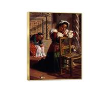 Famous Painting William Holman Hunt Poster Wall Art Past and Present Print on Canvas Gift Living Room Prints Bedroom Decor Artworks40x30cm(16x12in) gold