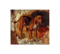 Famous Painting William Holman Hunt Poster Wall Art Study of a bloodhound Print on Canvas Gift Living Room Prints Bedroom Decor Artworks90x70cm(36x28in) Frameless
