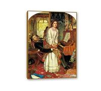 Famous Painting William Holman Hunt Poster Wall Art The Awakening Conscience Print on Canvas Gift Living Room Prints Bedroom Decor Artworks42x30cm(17x12in) Teak frame