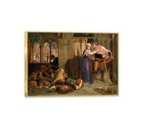 Famous Painting William Holman Hunt Poster Wall Art The Eve of Saint Agnes Print on Canvas Gift Living Room Prints Bedroom Decor Artworks42x30cm(17x12in) Gold frame