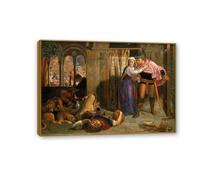Famous Painting William Holman Hunt Poster Wall Art The Eve of Saint Agnes Print on Canvas Gift Living Room Prints Bedroom Decor Artworks42x30cm(17x12in) Teak frame