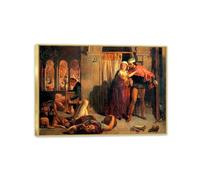 Famous Painting William Holman Hunt Poster Wall Art The Eve of St. Agnes Print on Canvas Gift Living Room Prints Bedroom Decor Artworks85x60cm(33x24in) Gold frame