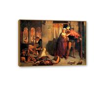 Famous Painting William Holman Hunt Poster Wall Art The Eve of St. Agnes Print on Canvas Gift Living Room Prints Bedroom Decor Artworks85x60cm(33x24in) Teak frame