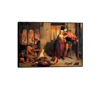 Famous Painting William Holman Hunt Poster Wall Art The Eve of St. Agnes Print on Canvas Gift Living Room Prints Bedroom Decor Artworks85x60cm(33x24in) Black Framed